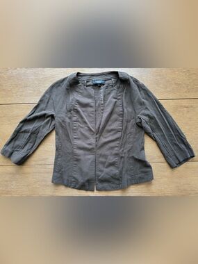 Talbots Brown Structured Open-Front Blazer